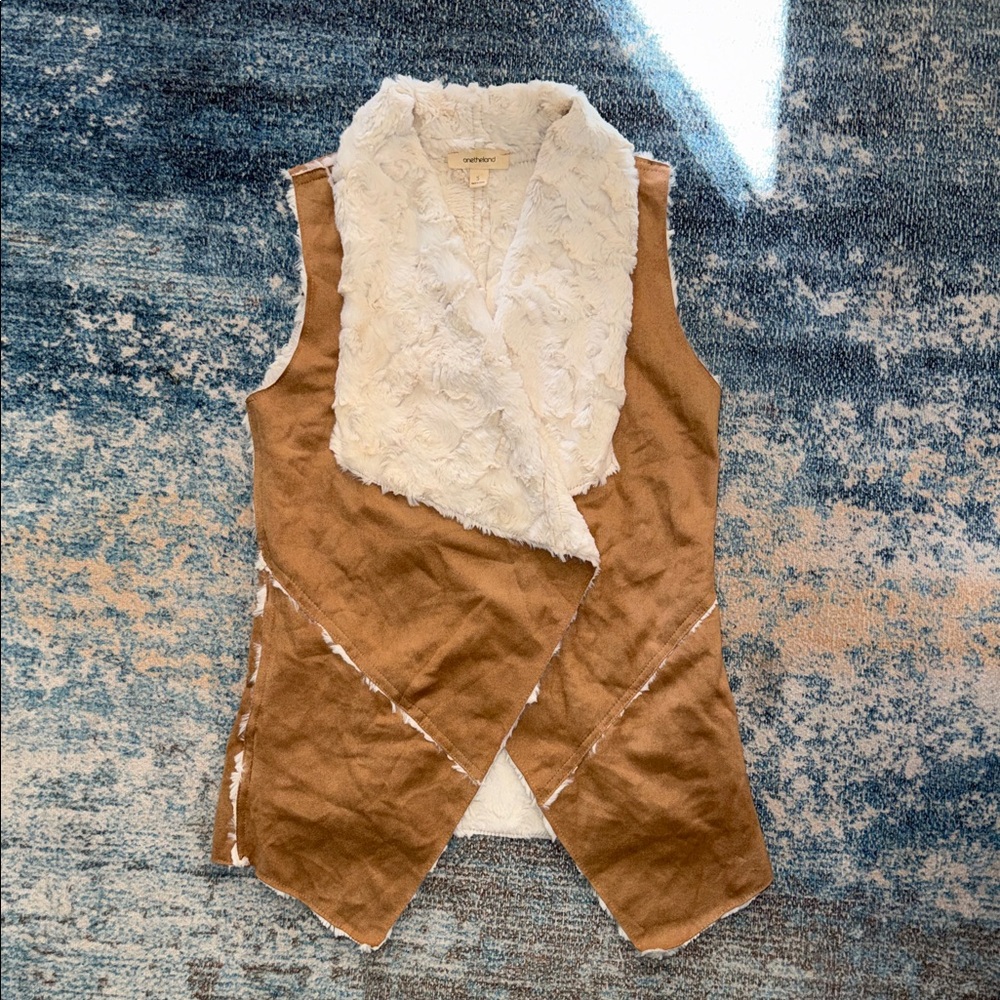 Women's Tan and Cream Vest
